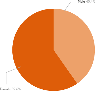 Pie chart showing the gender diversity of A level learners