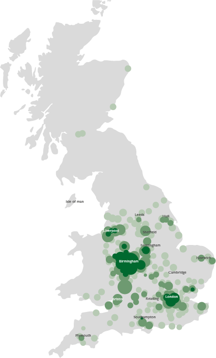 Heatmap showing travel to learn pattern for learners on apprenticeships