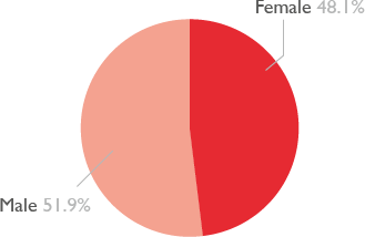 Pie chart showing the gender diversity of 16 to 18 apprentices