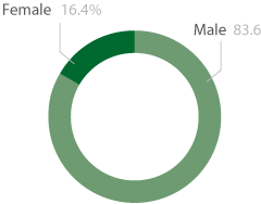 Pie chart showing the gender diversity of 16 to 18 apprentices