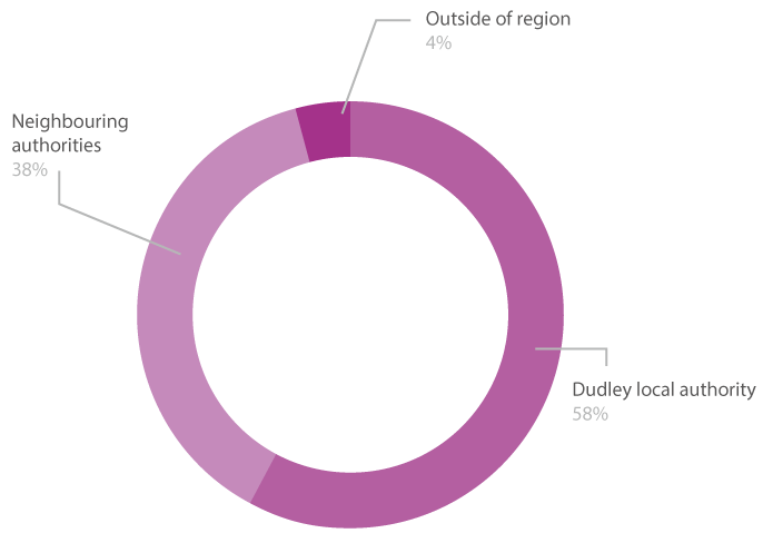 Pie chart showing adult learners based within the region