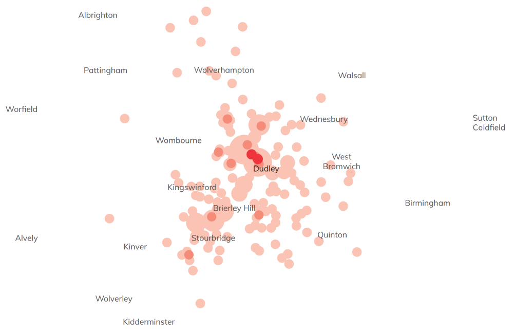 Heatmap showing travel to learn pattern for high needs learners